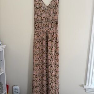 Lucky Brand Pink and Black Floral Maxi Dress